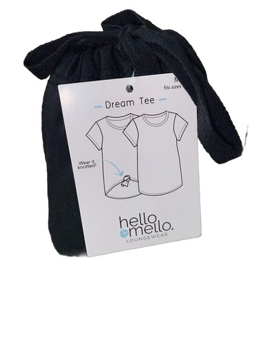 Hello Mello Loungewear Crew Neck Dream Tee T-Shirt Top Black M Short Sleeve