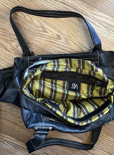 Saks Five Avenue S5A Carryall Braun Kiesel Echtleder Schulter Handtasche - Bild 6 von 7