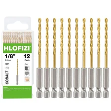 1/8 Hex Shank Drill Bits 12 Pcs Hss Titanium Drill Bits With Quick Change Shank