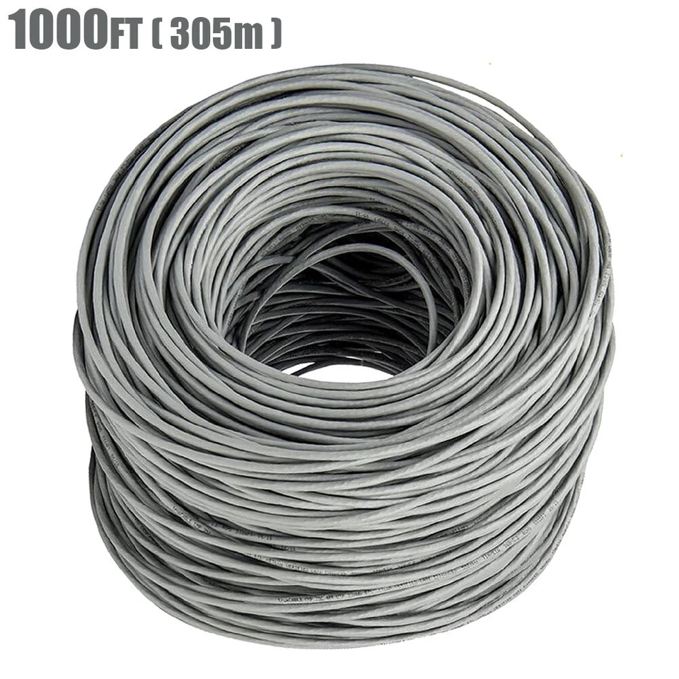 1000FT CAT6 Network LAN Ethernet UTP Bulk Cable Solid Copper Wire 23AWG Gray - Image 3 of 4