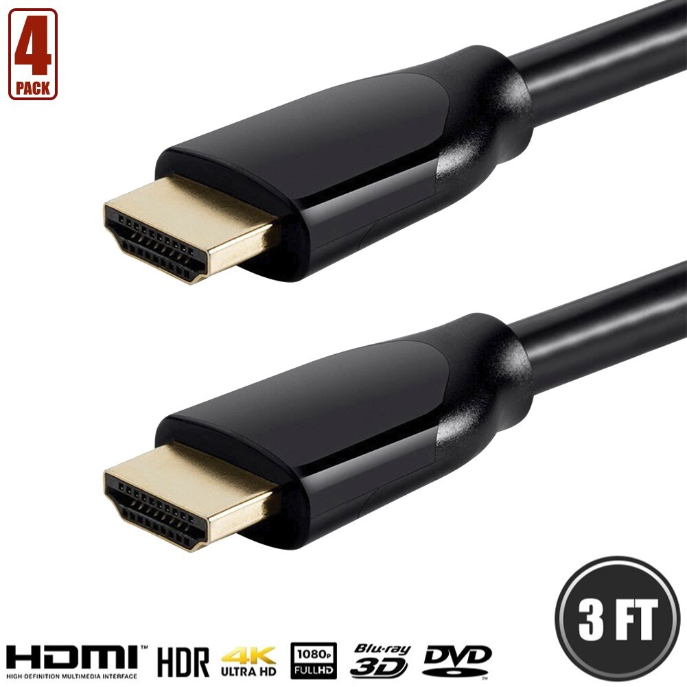 4-Pack 3FT HDMI 2.0 Cable 4K 60Hz HDR 18Gbps for HDTV PS4 Xbox DVD PS3