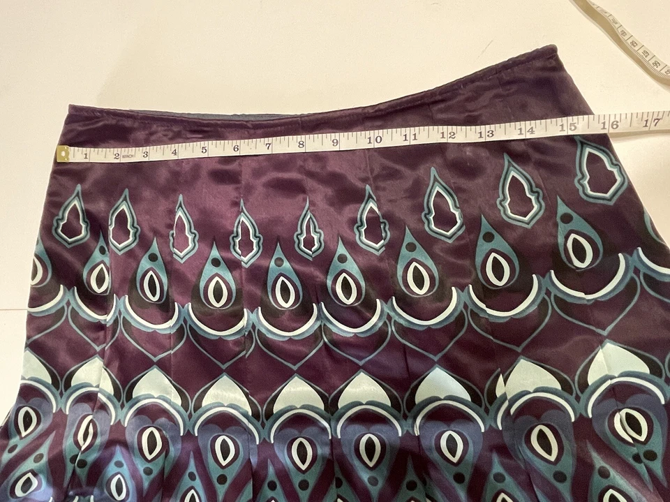 Falda para mujer AXCESS By Liz Claiborne 10 acampanada púrpura diseño aguamarina pavo real Foto 4 de 4