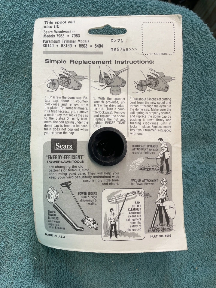 Weedwacker Spool And Cord For 85782 Head. Sears # 71-85768 - Image 2 of 3