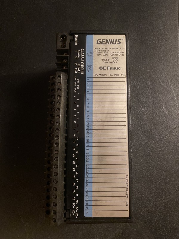 GENIUS GE FANUC IC660BBD025D  SINK BLOCK MODULE 5/12/24VDC 32 Ckt 16 AMP