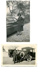 WOMEN POSED WITH EARLY MODEL CARS. SILVER PRINTS CIRCA 1915-1940.