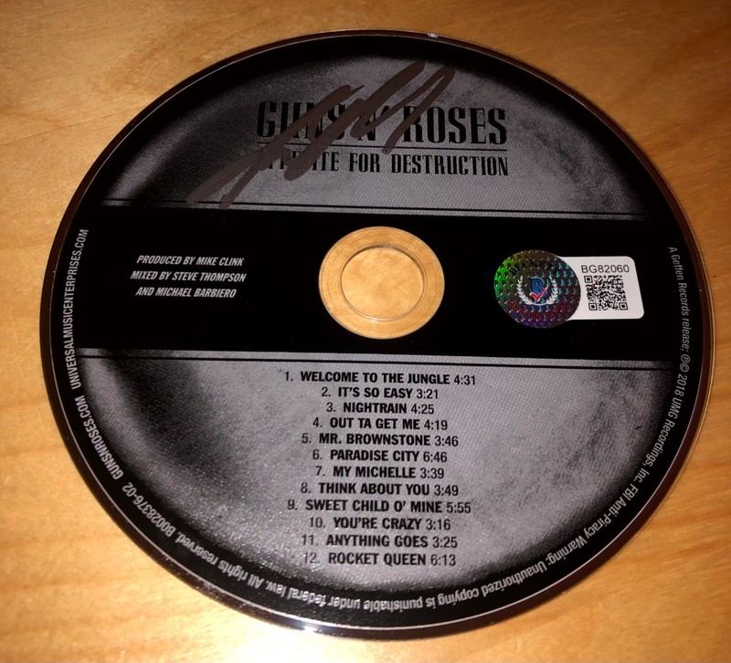 Steven Adler Guns N Roses Appetite For Destruction Signed CD Disc Beckett E3