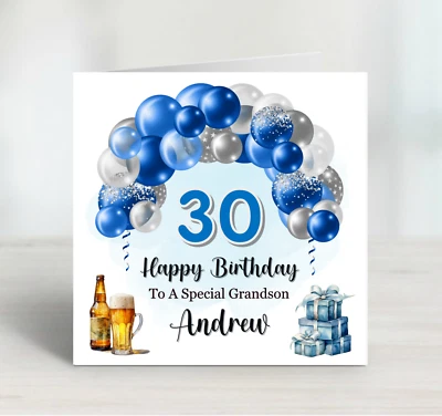 FORGETMEKNOT CARDS Mens 30th Birthday Card Personalised Son Grandson Nephew Brother Friend Dad