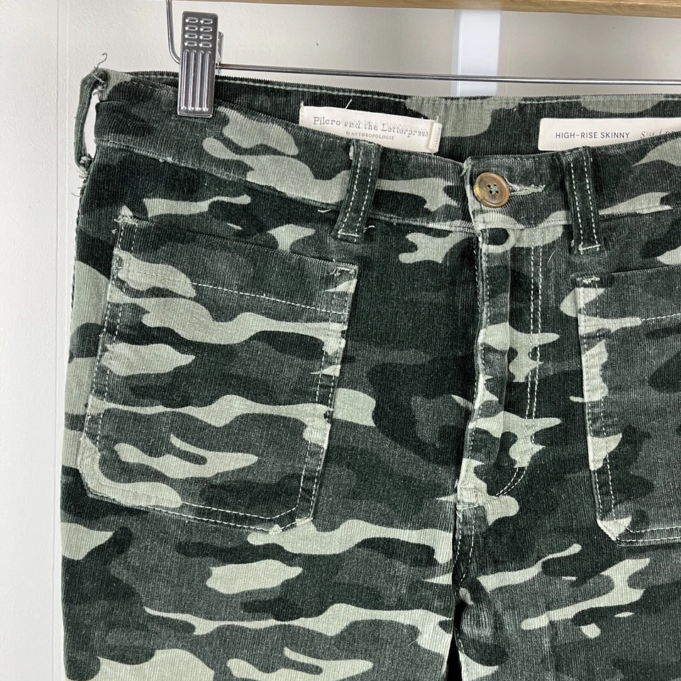 Anthropologie Pilcro Camo Corduroy Skinny Pants High Rise Womens Size 27 - Image 4 of 4
