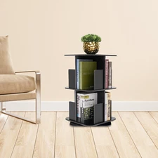 360° Rotating Bookshelf, 2 Tier Standing Bookcase, Small Corner Bookcase NEW