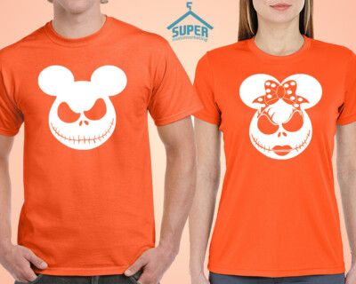 Halloween Couple TSHIRT JACK SALLY MOUSE EARS Skellington Halloween Couple Tees