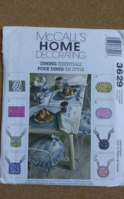 McCALL'S HOME DECORATING 3629 DINING ESSENTIALS SCHNITTMUSTER UNGESCHNITTEN