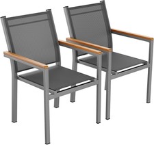 2/4/6 pcs Textilene Patio Bistro Chair Garden Chairs Set  with WPC Armrests