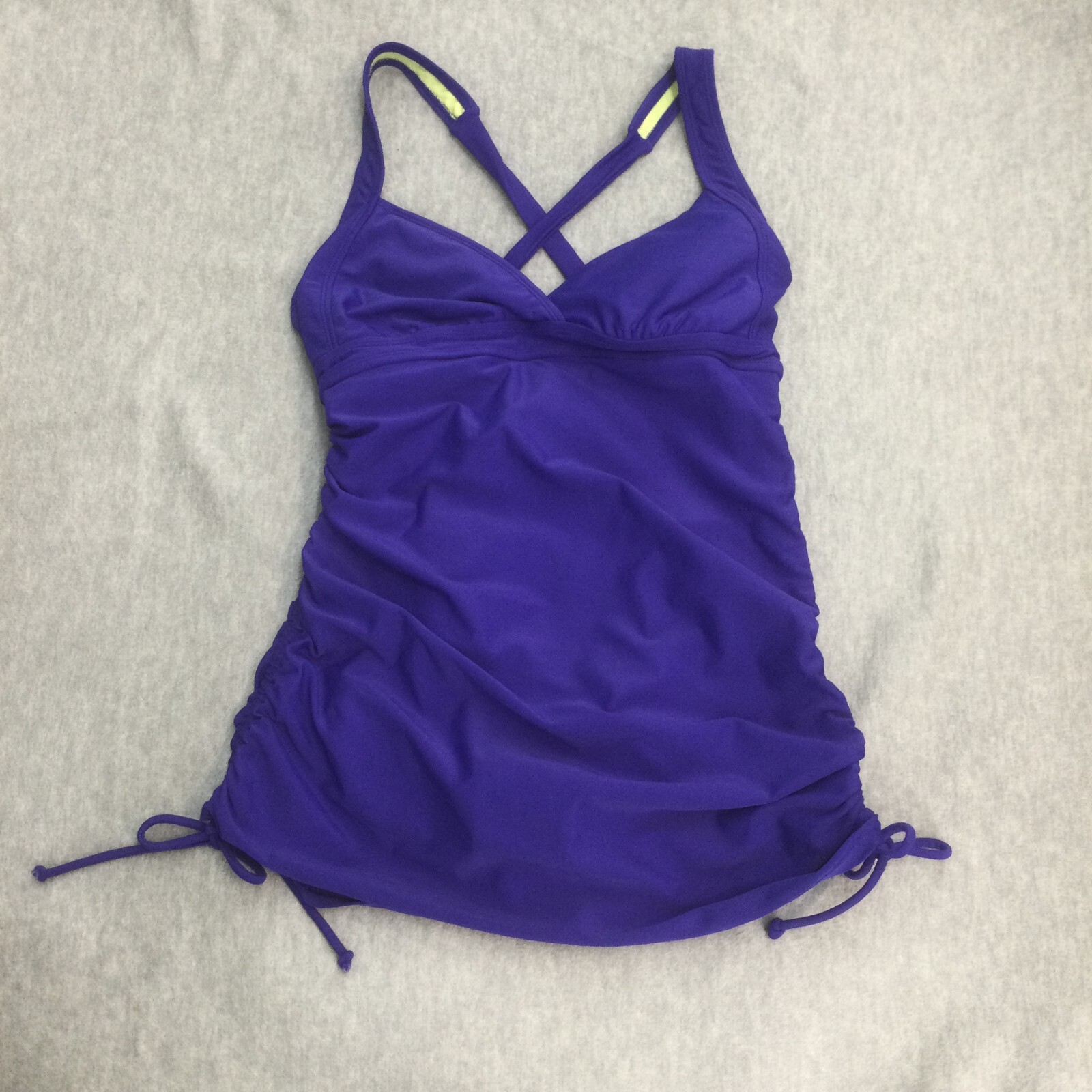 Athleta Womens One Piece Swimsuit 38B 36C Blue Green Skirted Underwire Cross Back-image