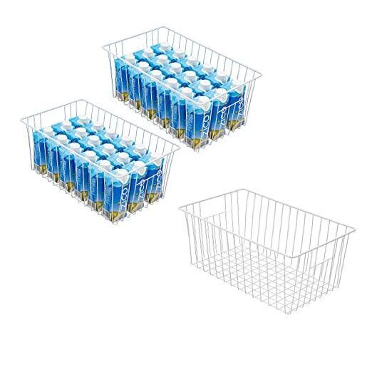 Wire Storage Baskets, Upright Freezer Organizer 16L x 10W x 5.5H(3Pcs) White-image