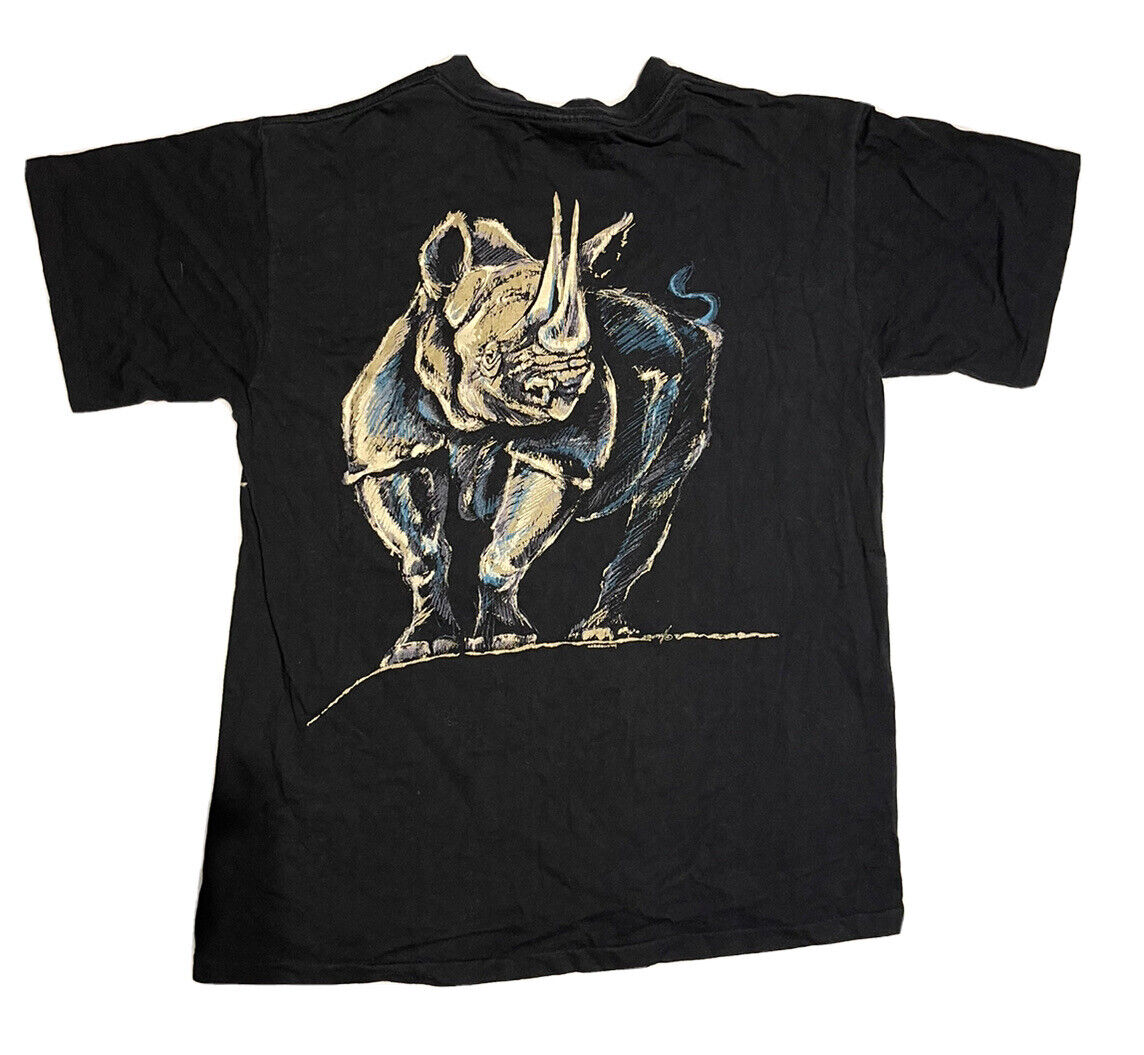 Vtg 1990 Harlequin Rhinoceros T-Shirt Black Size … - image 2
