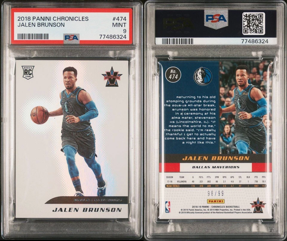 JALEN BRUNSON ROOKIE 2018-19 Panini Chronicles 474 Vanguard /99 PSA 9 📈🏀 - Image 4 of 4