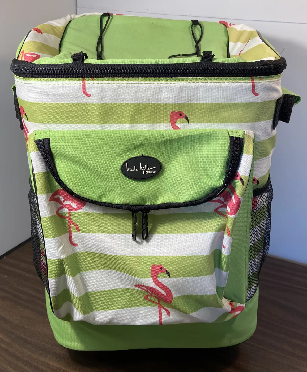 Nicole Miller Canvas Rolling Cooler Telescope Handle Flamingo Print