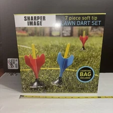 SHARPER IMAGE 7 PIECE SOFT TIP LAWN DART SET CARRYING BAG BRAND NEW BOX Jarts