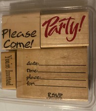 Party Invitation Rubber mounted stamps 2 Stampin Up 2 Other Brands