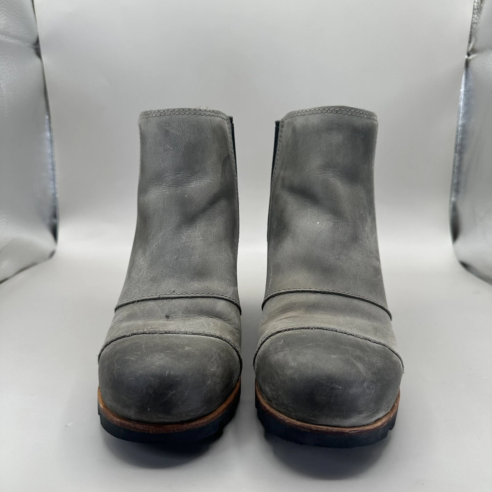 sorel lea wedge heel leather ankle boots