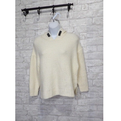 Zara Knit Wear Fancy Collection Girls Size 8 Cream Gray Pullover Sweater Hooded - Picture 2 of 17
