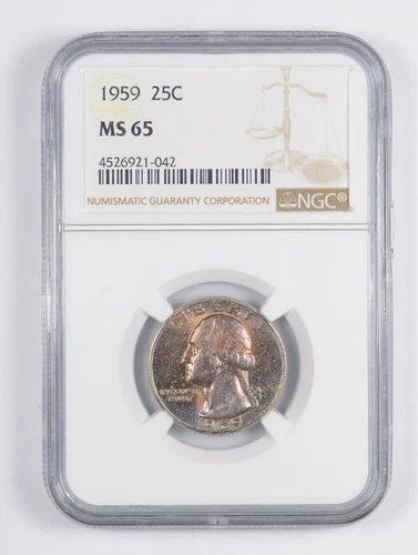 MS65 1959 Washington Quarter - CRAZY TONING - Graded NGC *7784