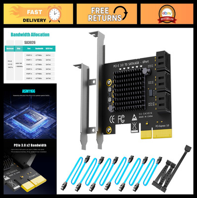 6-Port SATA Expansion Card, PCIe X4 Interface, High-Speed Data Transfer, Upgrade