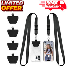 Adjustable Phone Lanyard Neck Strap for ID Badges, Cell Phones - 2 Pack, Black