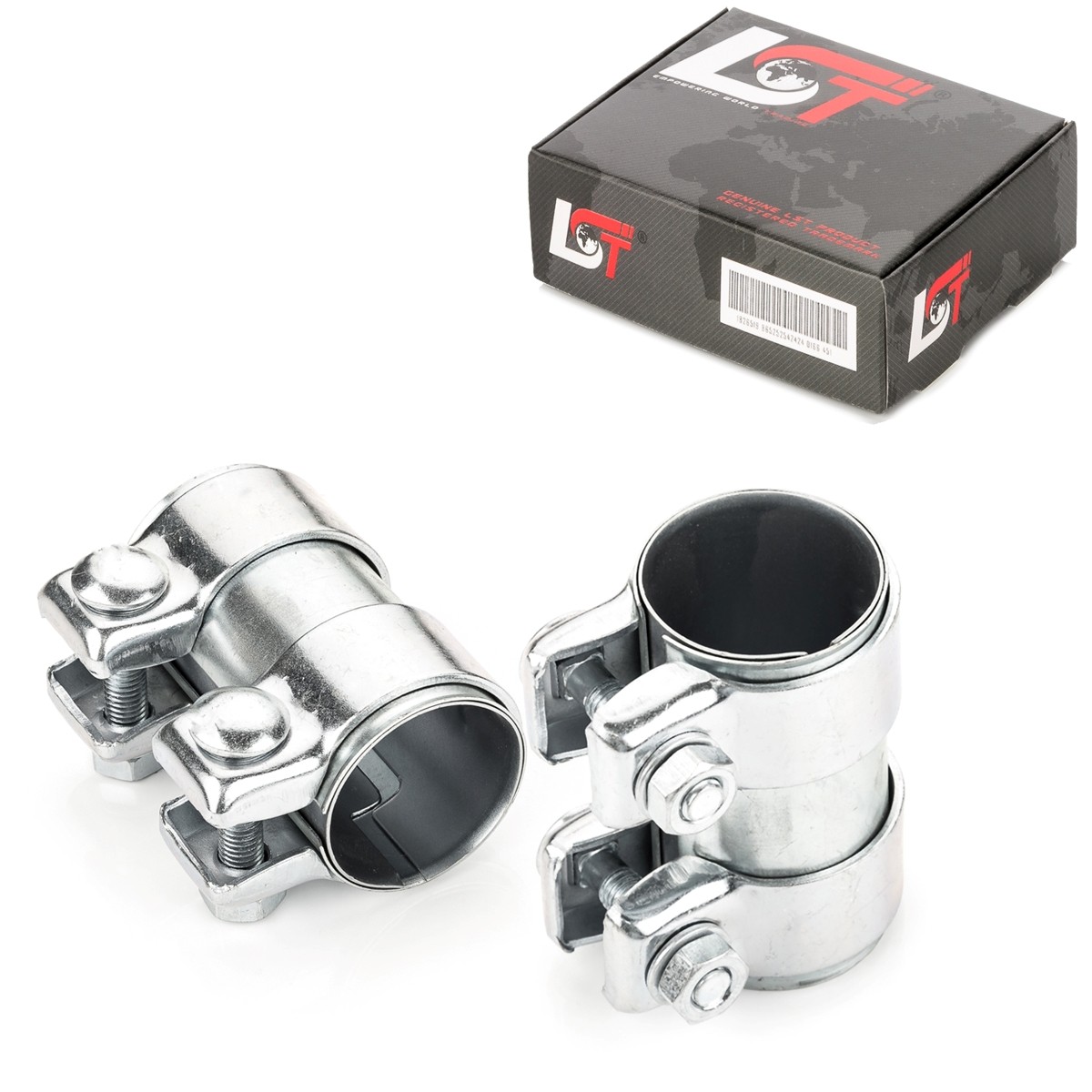 2x Exhaust Clamp Pipe Coupling Abgasanalge Ø 1 25/32x3 3/4in for Skoda Rapid