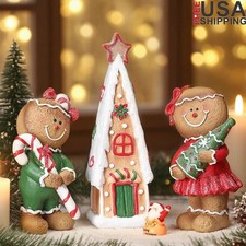 Charming Gingerbread House  Gingerbread Man Figurine Set Festive Decor New