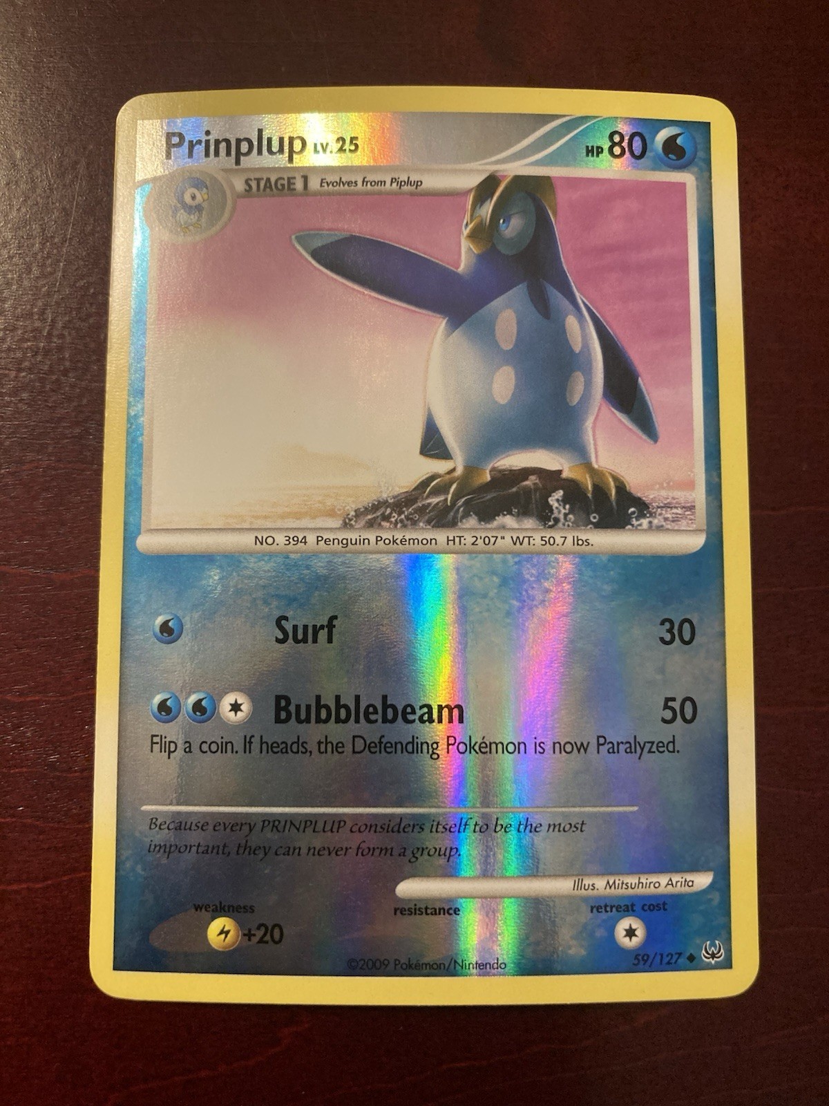 Prinplup 59/127 Platinum Base Reverse Holo 2009 English Pokémon TCG Card NM