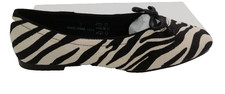 M&S Women's Ballet Pumps Black Mix Zebra Print Pony Hair Texture Bow Slip On New