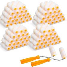 160 Pcs 4 Inch Paint Roller Covers with 2 Holder Microfiber Mini Small Paint ...