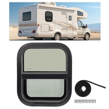 Vertical Slider 14""x16"" Aluminum RV Window w/ Trim Ring Tempered Glass Camper