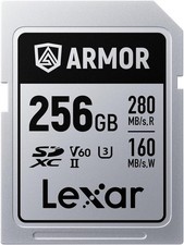 Lexar 256GB Armor Silver PRO SDXC Memory Card, UHS-II, C10, U3, V60, 6K UHD, Up