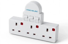 Pro Elec 3 Way Gang Switched Adaptor 13A Fuse Multi Plug Socket IndividualSwitch
