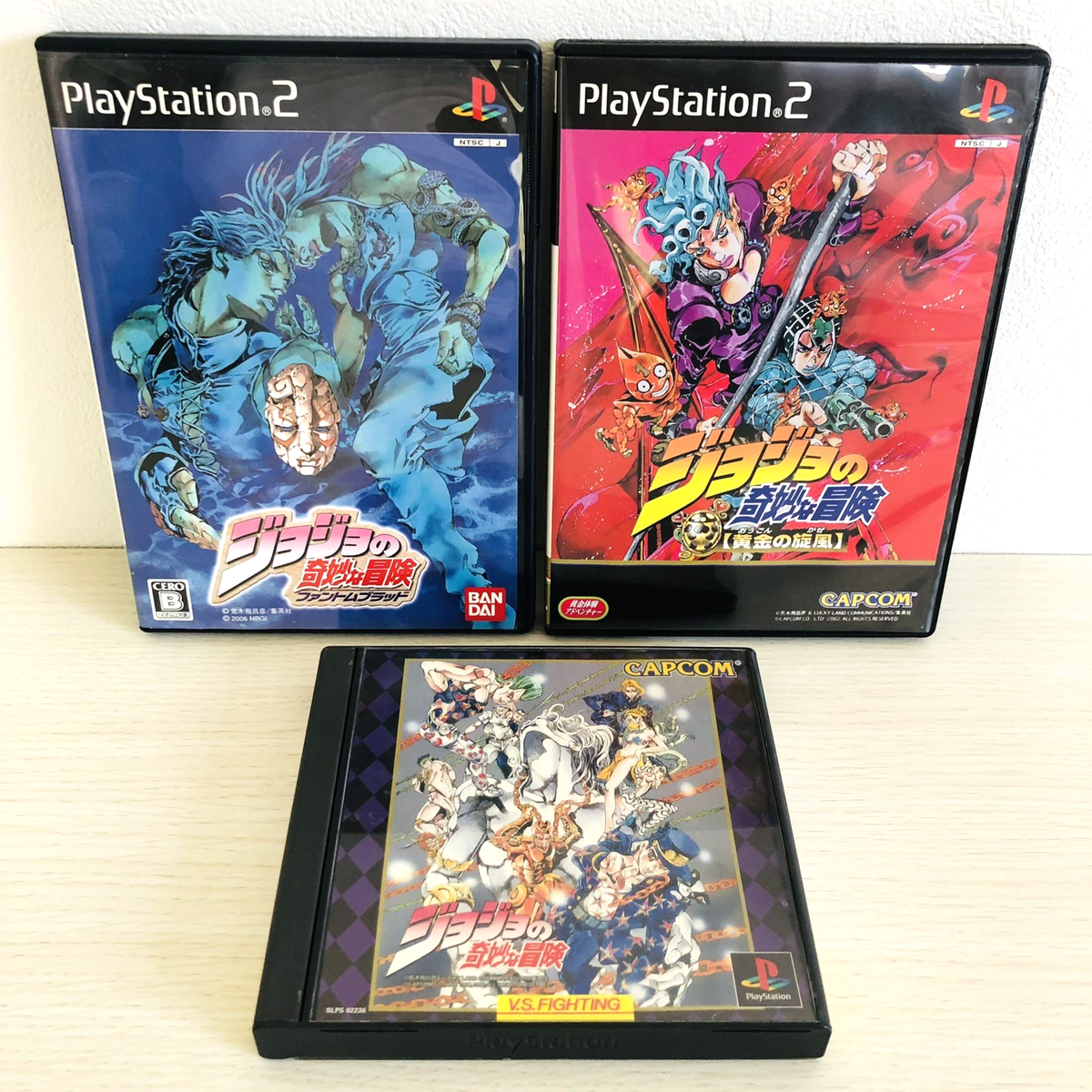 JoJo's Bizarre Adventure PS1 Phantom Blood & Golden Wind PS2 set