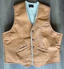 Vintage Wrangler Faux Leather Button Sherpa Lined Vest Large