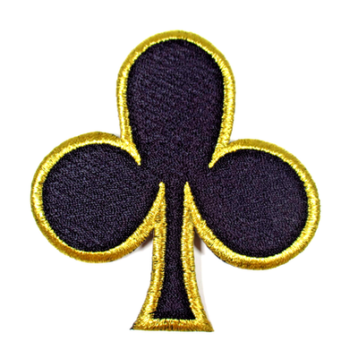 #ad Black Club Playing Card Casino Patch Embroidered Iron On Gold Thread $5.95