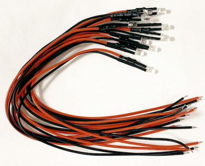 TTLED20 Train Tech LED Pack 3mm warmweiß 12V LED mit Kabel & Widerständen (10)