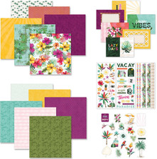 Creative Memories 5pk SET: "Tropical Garden" 12x12 Paper,Stickers,Mats,Embellies