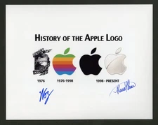 Steve Woz Wozniak Ronald Wayne SIGNED 8x10 PHOTO APPLE COMPUTER Logo AUTOGRAPHED