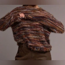 Musera Cozy Multicolor Striped Round Neck Sweater NWT Misses Size Small