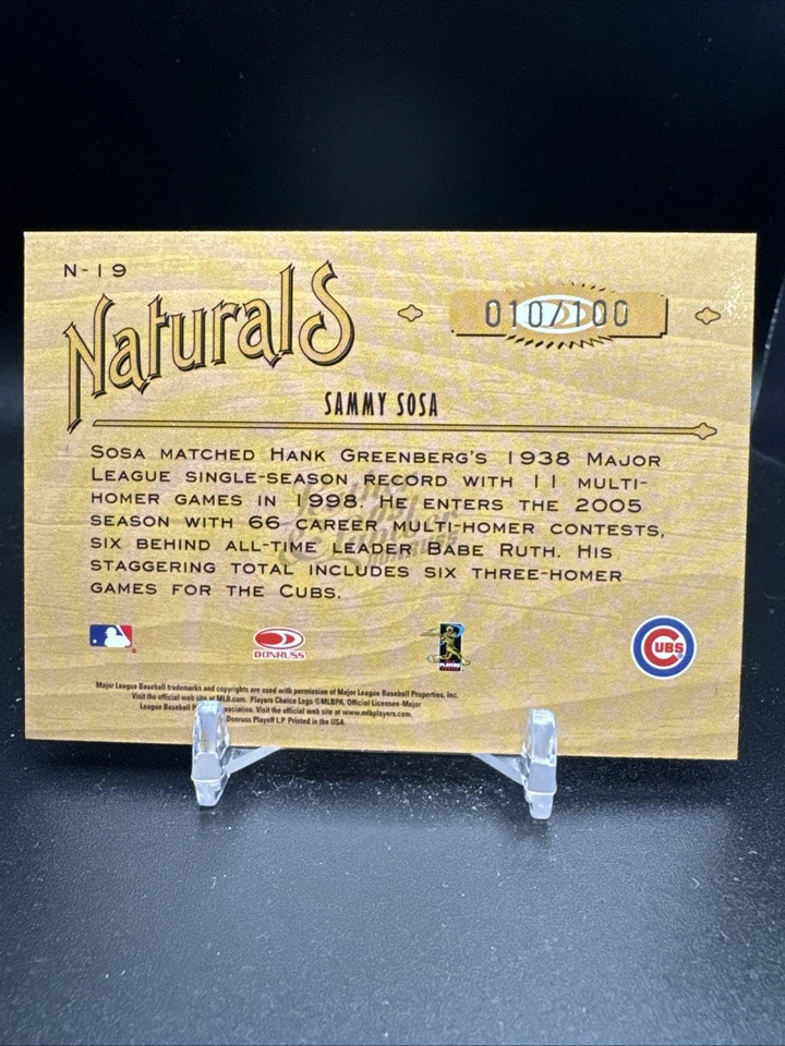 2005 Donruss Leather & Lumber Naturals Silver #N-19 Sammy Sosa /100 - Image 2 of 2