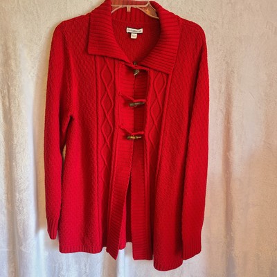 Croft & Barrow Button Up Red Sweater Size Large