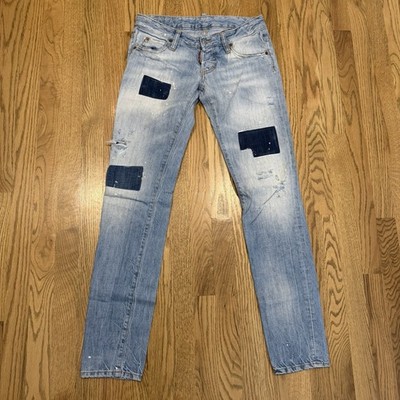 DSQUARED2 Denim Jeans Men s Size 40 Fits 30x32 Patchwork Distressed Paint Italy
