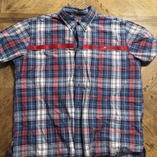 Vintage Tommy Jeans XXL Plaid Shirt Y2K 90s-2000s Red Blue