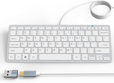 Ultra Slim 78-Key USB-C Wired Keyboard US Layout for Mac & Windows PC