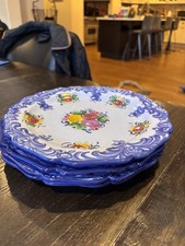 Blue Floral Vestal Alcobaca Dinner Plates Set Of 4