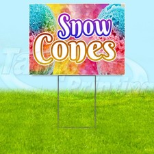 SNOW CONES 18x24 Yard Sign Carnival Plastic Corrugated WITH STAKE USA YS07818
